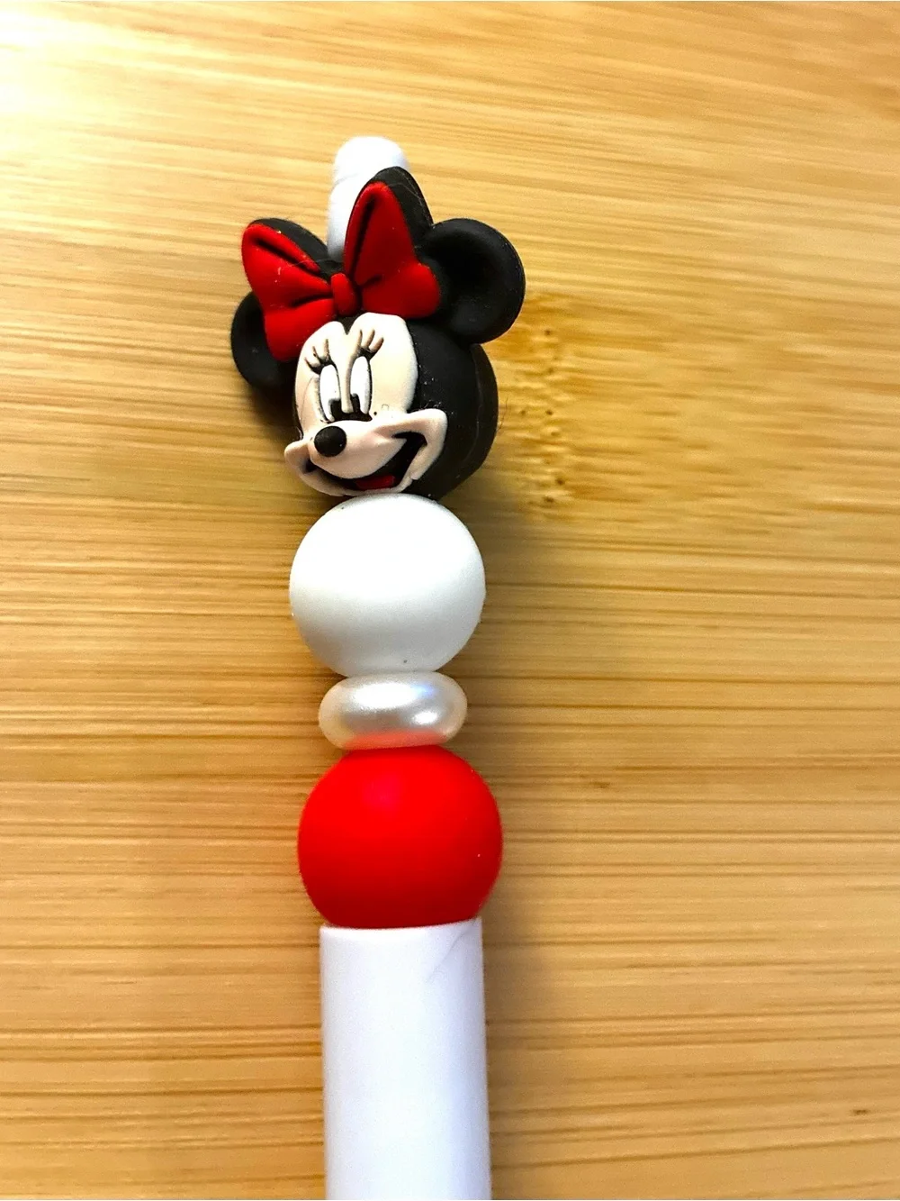 Red, Black & White Beaded Character Pen